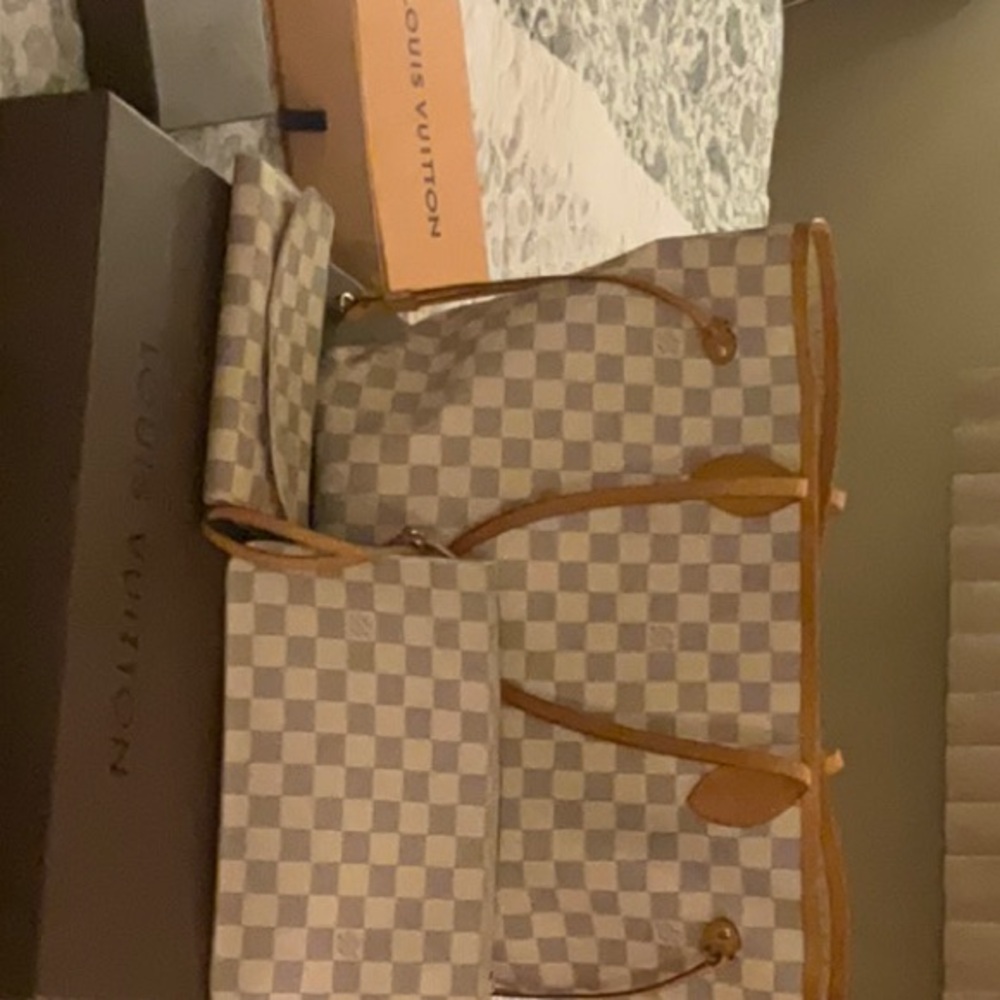 Louis Vuitton Damier Azur Tote with Tan Trim